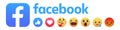 Facebook emoticon buttons. Collection of Emoji Reactions for Social Network. Kyiv, Ukraine - October 8, 2020