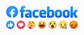 Facebook emoticon emoji icon buttons, isolated on trasparent background, Vector editorial illustration Royalty Free Stock Photo