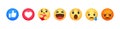 Facebook emoticon emoji icon buttons, Vector editorial illustration