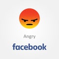 Facebook emotion icon. Angry face emoji vector