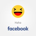 Facebook emotion icon. Haha laughing emoji vector