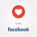 Facebook emotion icon. Love heart emoji vector