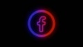 Facebook F Dark night glowing logo in neon light neon sign and neon light concept editorial image