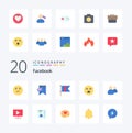 20 Facebook Flat Color icon Pack like heart feeling golf faint emoji