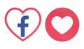 Facebook heart icon with Love Empathetic Emoji Reaction