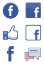Facebook icon collection on white Royalty Free Stock Photo