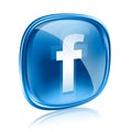 Facebook icon glass blue, isolated