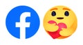 Facebook icon with new like button Empathetic Emoji Reaction Royalty Free Stock Photo