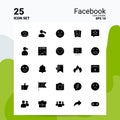 25 Facebook Icon Set. 100% Editable EPS 10 Files. Business Logo Concept Ideas Solid Glyph icon design