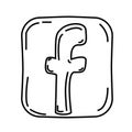 Facebook Icon vector. Doodle Hand Drawn or Black Outline Icon Style