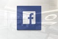 Facebook icon white on iphone realistic texture