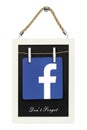 Facebook icon on wooden frame Royalty Free Stock Photo