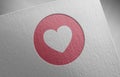 Facebook love logo icon paper texture stamp