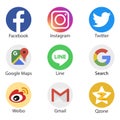 Facebook Instagram Twitter Google applications logo, Line, Weibo, Qzone - popular social media, messengers, message passing,