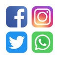 Facebook, Instagram, Twitter, WhatsApp - collection of popular social media icons. Editorial only. Kyiv, Ukraine - December 3, Royalty Free Stock Photo