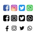 Facebook, Instagram, Twitter, WhatsApp - collection of popular social media icons. Kyiv, Ukraine - December 3,