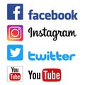 Facebook instagram twitter youtube logos