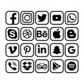 Facebook, Instagram, Twitter, Youtube, Whatsapp, Vimeo, Pinterest etc - collection of popular social media, messengers, video Royalty Free Stock Photo