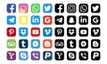 Facebook Instagram Whatsapp Twitter Telegram, Youtube, Vimeo, Pinterest etc - collection of popular social media, messengers, Royalty Free Stock Photo