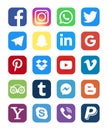 Facebook Instagram Whatsapp Twitter, Telegram, Youtube, Vimeo, Pinterest etc - collection of popular social media, messengers, Royalty Free Stock Photo