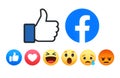 Facebook like button 6 Empathetic Emoji Reactions Royalty Free Stock Photo