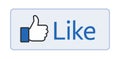 Facebook like button on white background, vector illustration Royalty Free Stock Photo