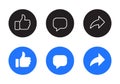 Facebook Like, comment, and share icon vector. Social media elements Royalty Free Stock Photo
