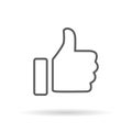 Facebook like icon vector in line style. Thumb up sign symbol Royalty Free Stock Photo