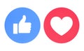 Facebook like and love icons