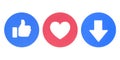 Facebook Like, Love and new Downvote icons of Empathetic Emoji Reactions