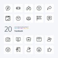 20 Facebook Line icon Pack like mark day bag month calender