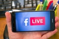 Facebook live at office Royalty Free Stock Photo