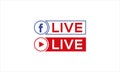 Facebook live and youtube live icon logo set vector illustration