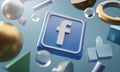 Facebook Logo Around 3D Rendering Abstract Shape Background