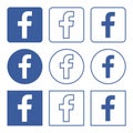 Facebook icons set blue