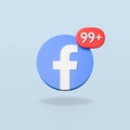 Facebook Logo with 99 Notification on Blue Background