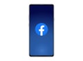 Facebook logo on a phone screen, vector illustration