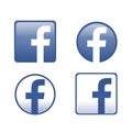 Facebook logo variations set button vector illustration