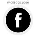 Facebook logo with vector Ai file. rounded Black & White Royalty Free Stock Photo