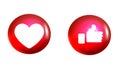 Facebook love and like icons colorful.