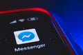 Facebook Messenger app icon on the screen smartphone Royalty Free Stock Photo