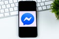 Facebook Messenger logo on a smartphone screen. Royalty Free Stock Photo