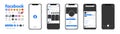 Facebook. Facebook mobile App interface template on Apple Iphone mockup. Mobile ui social speech bubbles. Editorial vector