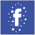 Facebook Neon Button with Like thumb around the logo