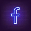 Facebook Neon logo. Facebook icon. Social media icons. Realistic Facebook app set. Logo. Vector. Zaporizhzhia, Ukraine - July 24,