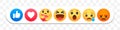 Facebook reaction emoji faces, thumb up and like Royalty Free Stock Photo