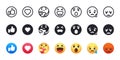 Facebook reaction face emoji vector set