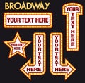 Vector Marquee Bulb realistic billboard set inspired to Broadway Style yellow Royalty Free Stock Photo