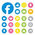 Facebook Social media button icons vector Royalty Free Stock Photo