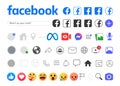 Facebook symbols, profile. Facebook template frame. Facebook mockup. Emoticon buttons. Emoji Reactions for Social Network